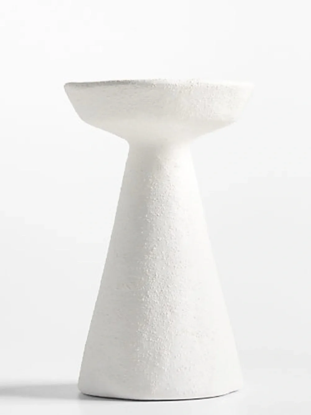 New! Crate&Barrel Minimal White Textured Ceramic Pillar Candle Holder LARGE